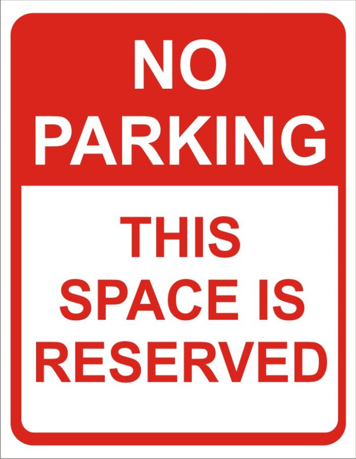 RESERVE PARKING on Sunboard 5mm, NO PARKING, SPACE RESERVED Emergency Sign