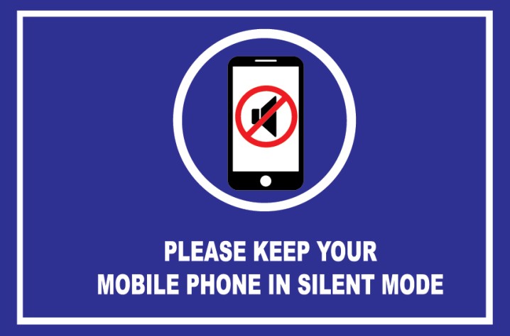 PLEASE KEEP YOUR MOBILE PHONE IN SILENT MODE SIGN STICKER