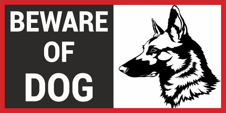 BEWARE OF DOG Sign text sticker self adhesive