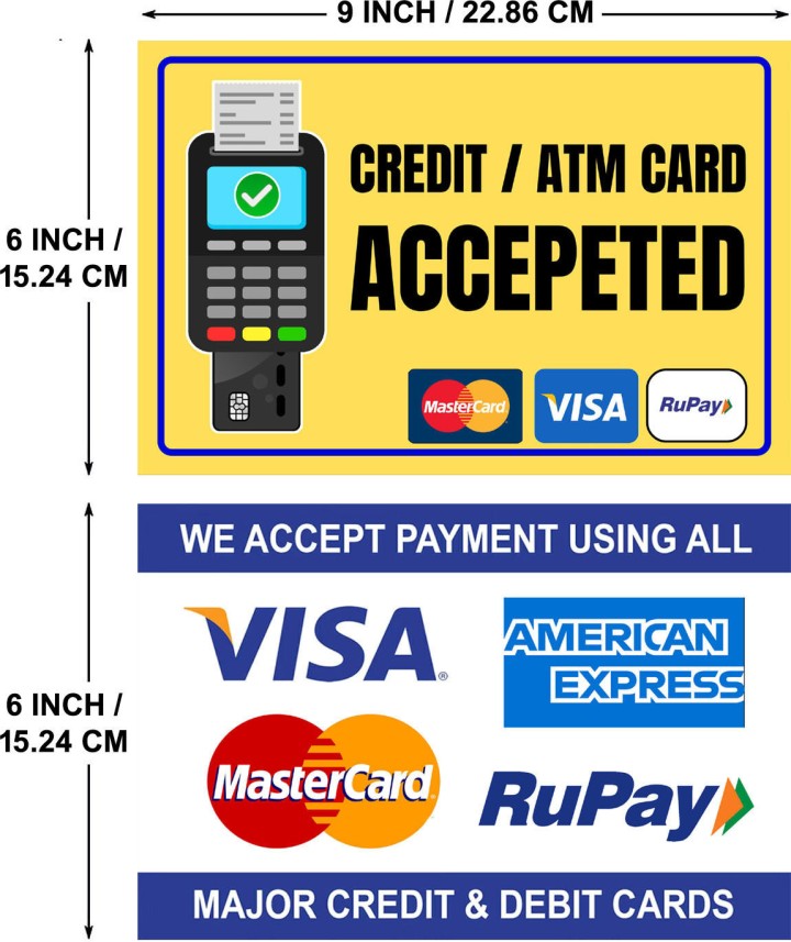 Readymade sticker Debit and Credit Cards Sticker 4 Pcs Size 9x6 Inch Waterproof Laminated Removable Sticker (Pack of 4) - Image 3