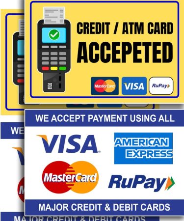 Readymade sticker Debit and Credit Cards Sticker 4 Pcs Size 9x6 Inch Waterproof Laminated Removable Sticker (Pack of 4)