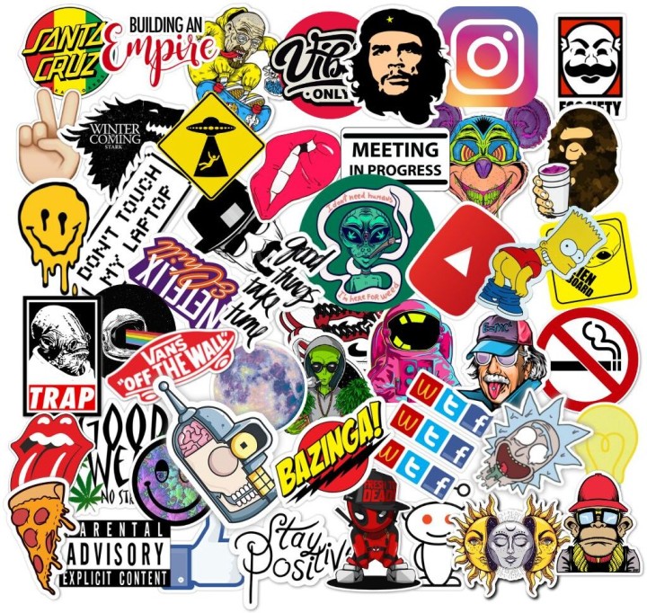 Random Aesthetic Stickers for Laptop, Diary, Guitar, Mobile Phone-Waterproof Self Adhesive Sticker (Pack of 40)