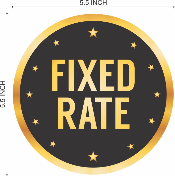Readymade text sticker Fixed Rate Sign Sticker Shop Price Commercial Signage Business Self Adhesive Sticker (Pack of 2) - Image 2