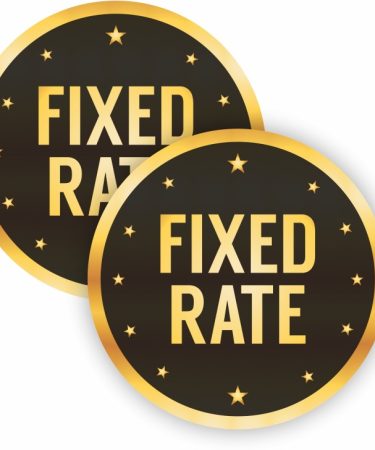 Readymade text sticker Fixed Rate Sign Sticker Shop Price Commercial Signage Business Self Adhesive Sticker (Pack of 2)