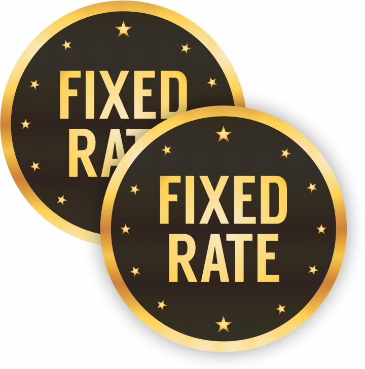 Readymade text sticker Fixed Rate Sign Sticker Shop Price Commercial Signage Business Self Adhesive Sticker (Pack of 2)