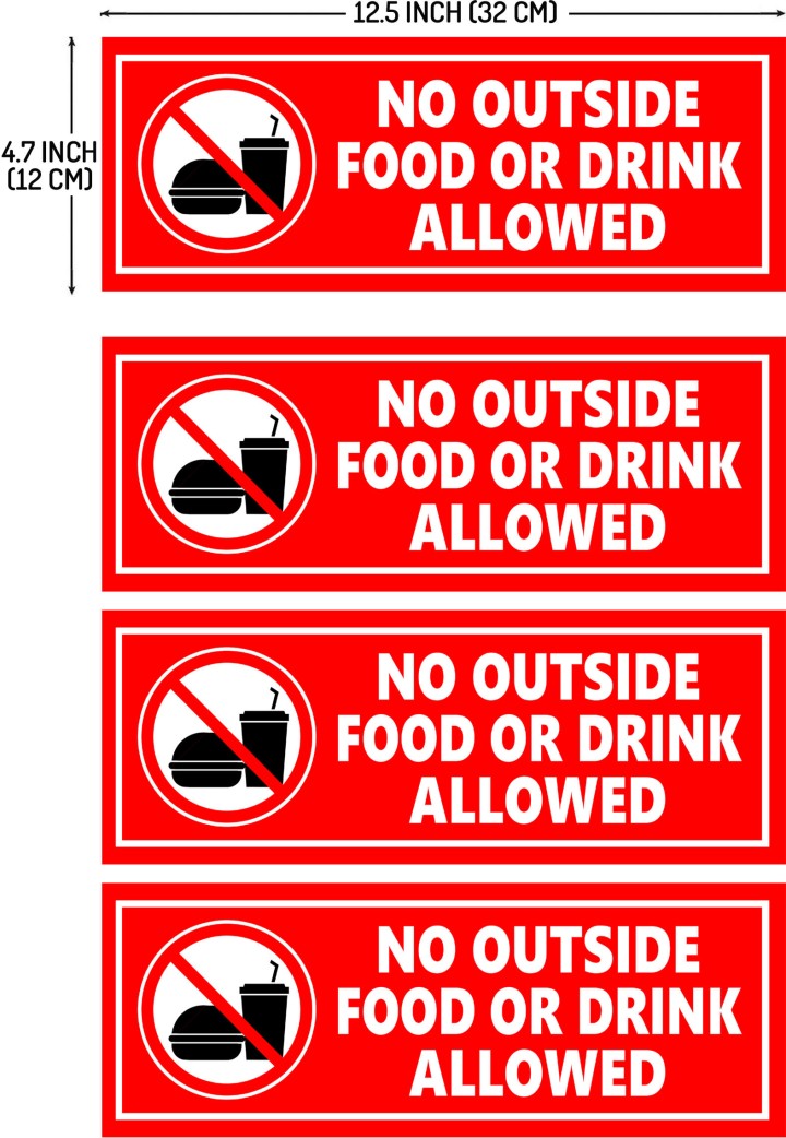 No Outside Food or Drink Allowed Sign Stickers Combo Pack of 4 Pcs Waterproof Removable Sticker (Pack of 2) - Image 2