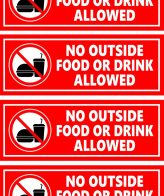 No Outside Food or Drink Allowed Sign Stickers Combo Pack of 4 Pcs Waterproof Removable Sticker (Pack of 2)