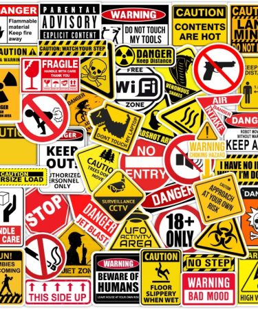 Danger Vinyl Stickers for Laptop, Diary, Guitar, Mobile Phone -  Self Adhesive Sticker (Pack of 54)
