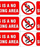 This is a no smoking area Self adhesive sticker Pack of 6