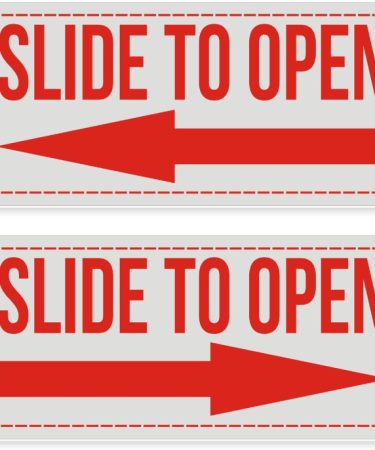 Text sticker Slide to Open Door Stickers for Glass Door Waterproof 2 Pcs Red Color 4x9 Inch Removable Sticker (Pack of 2)
