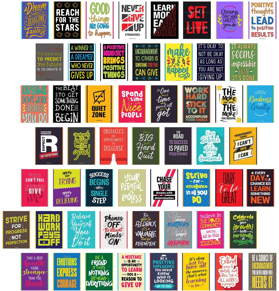 Motivational Poster Wall Posters Pack Of 54 - 6x4 Inch Aesthetic Postcards - Student Exam Inspirational Motivational Quotes Posters Wall Stickers For Study Room - Office Wall Stickers Motivational Gifts Paper Print (6 inch X 4 inch)
