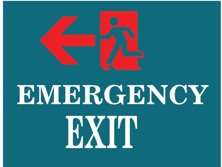 Highfive EMERGENCY EXIT SIGN STICKER - Self Adhesive