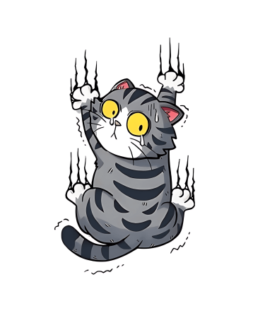 Highfive 3x3 inches Grey Cat Scratching Sticker self adhesive