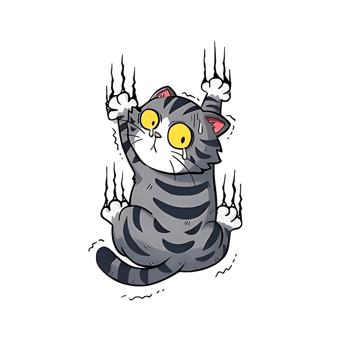 Highfive 3x3 inches Grey Cat Scratching Sticker self adhesive