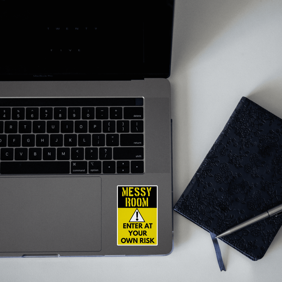 Highfive 3x3 inches Messy room Enter at your own Risk Caution Sticker self adhesive - Image 2