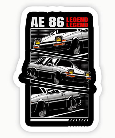 Highfive 3x3 inches Toyota AE86 Legend Sticker Self adhesive