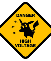 Highfive 3x3 inches Danger High Voltage Pikachu Sticker self adhesive