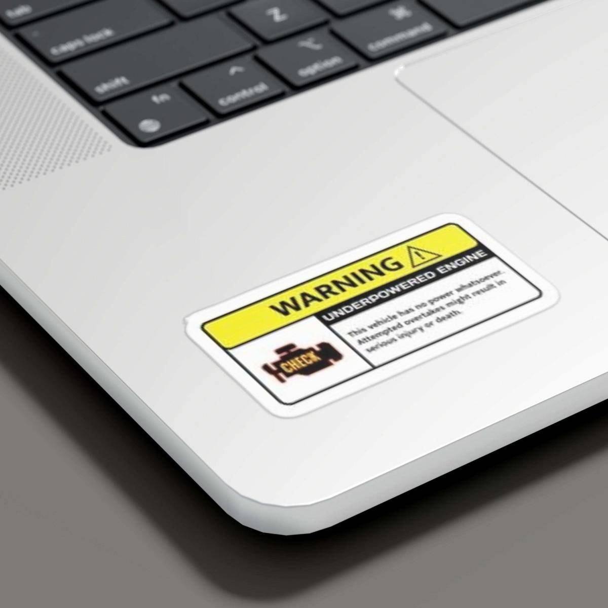 Highfive 3x3 inches WARNING UNDERPOWERED ENGINE Sticker self adhesive - Image 2