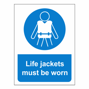 Highfive Life Jackets Must Be Worn Sign self adhesive