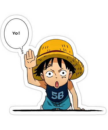 Highfive 3x3 inches Yo!! Luffy Sticker Self adhesive