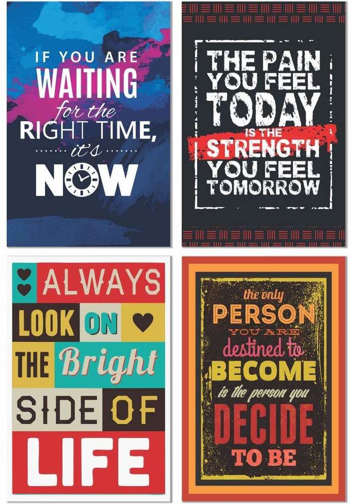 Highfive Pack of 10 Inspirational Motivational Wall Abstract Poster|| Motivational Wall Poster|| A4 Size Best Poster Fine Art Print (10 inch X 8 inch) back double sided tape