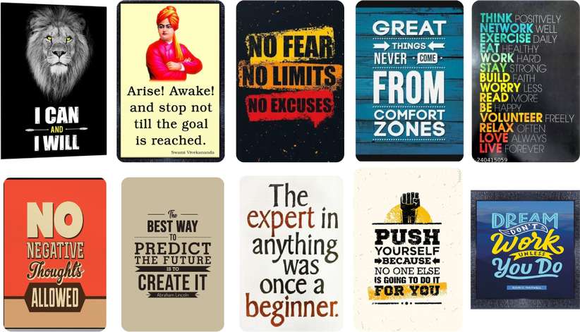 Highfive 10 PCS Gym Motivational Posters for Home, Gym Decor Wall Posters Wall Decoration Poster (13.5 inch X 9.5 inch, ROLL) back double sided tape