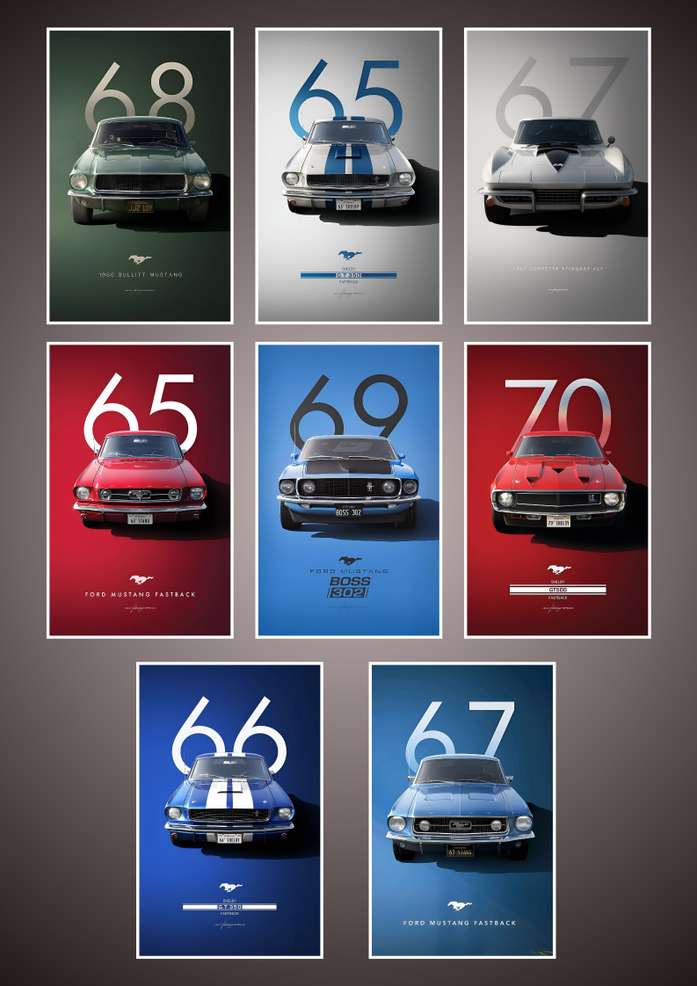Highfive A4 size FORD MUSTANG CAR POSTER FOR ROOM AND OFFICE WALL PREMIUM POSTER FOR HOME DECORATION A4 SIZE Paper Print back double sided tape