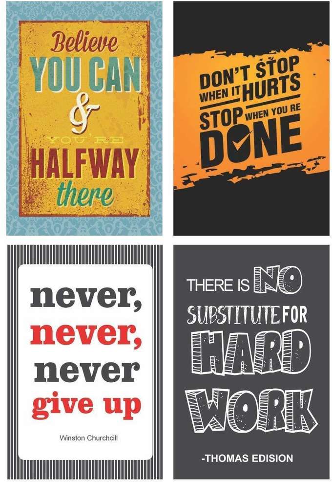 Highfive Pack of 10 Inspirational Motivational Wall Abstract Poster|| Motivational Wall Poster|| A4 Size Best Poster Fine Art Print (10 inch X 8 inch) back double sided tape - Image 2