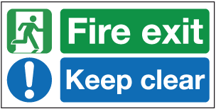 Highfive Fire exit keep clear sign self adhesive