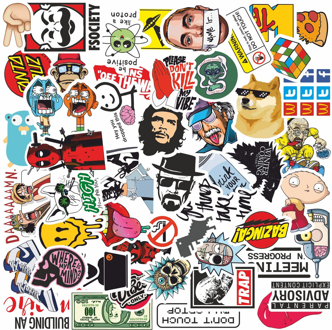 Highfive vinyl sticker Pack of 51, Residue Free, Water Proof for Laptop, Mobile, Cases, Gadgets, Car, Bike Laptop Decal 15.5 Self adhesive