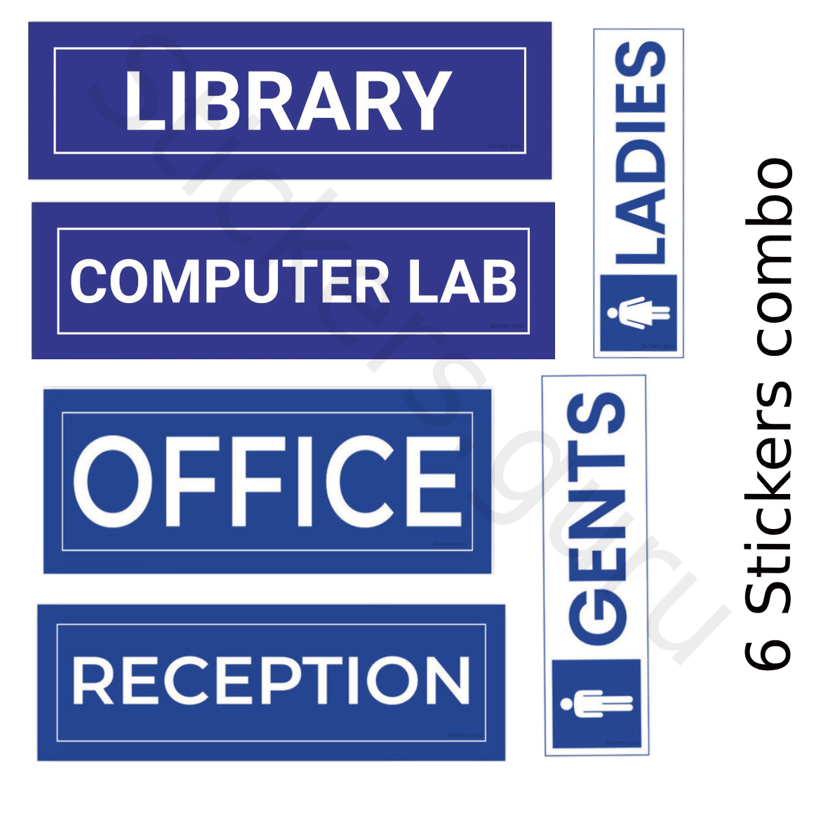 Highfive Library, Conputer Lab, Office, Reception, Gents, Ladies Sign Board Sticker self adhesive combo