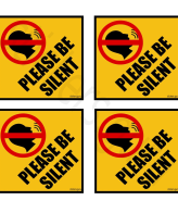 Highfive “Please be silent" sign board stickers self adhesive pack of 4