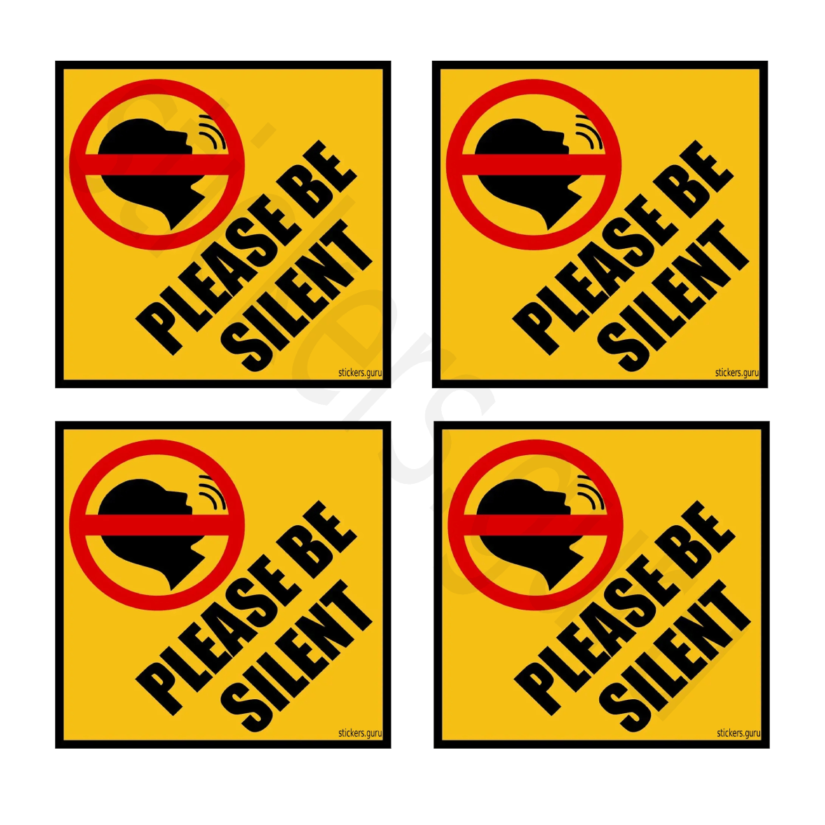 Highfive “Please be silent" sign board stickers self adhesive pack of 4