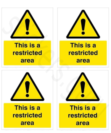 Highfive “This is a resricted area" sign board stickers self adhesive pack of 4