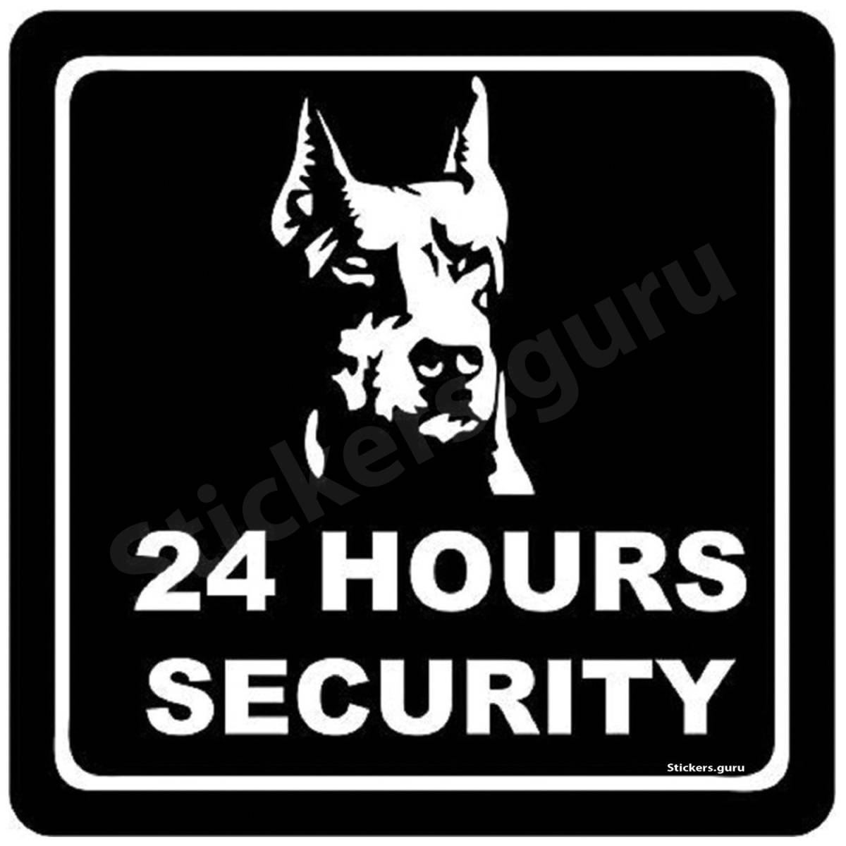 24 hours security Sign text sticker self adhesive