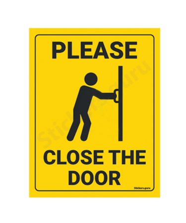 Highfive Please close the Door yellow colour sign board stickers self adhesive